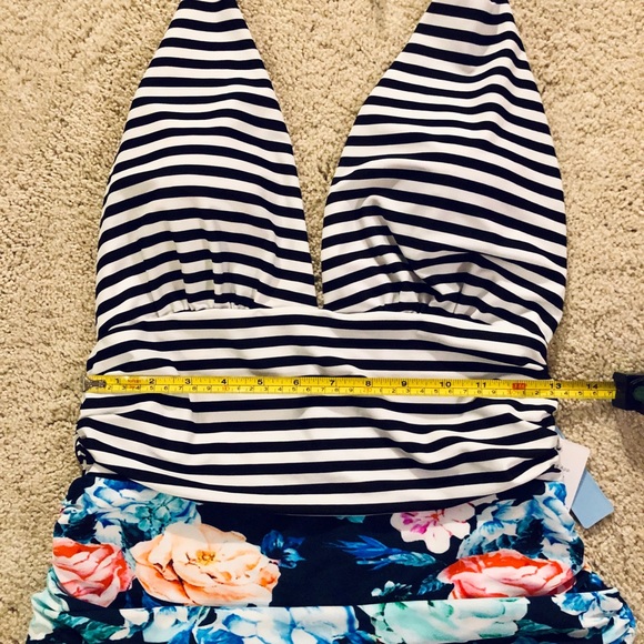 Cupshe Floral Stripe Halter One Piece Swimsuit - Picture 7 of 10